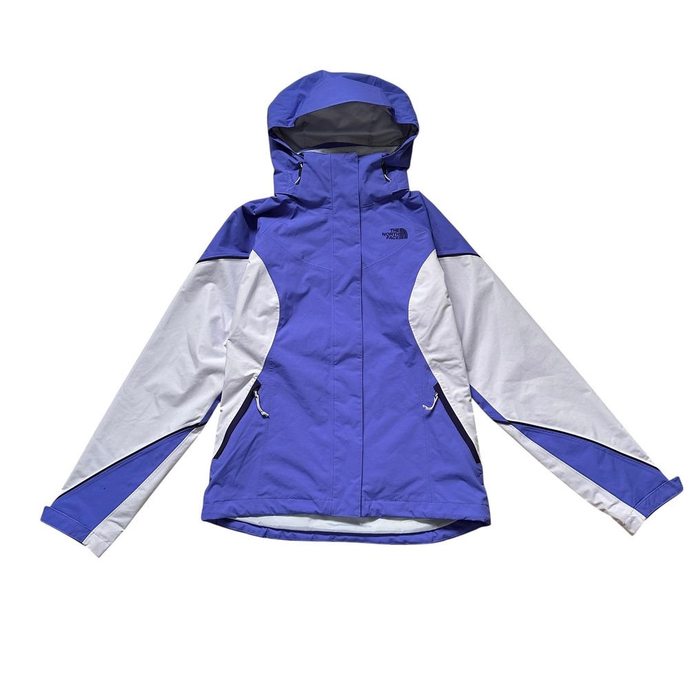 The North Face HyVent Rain Jacket Purple Gray Colorblock Shell Womens XS